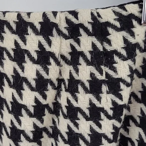 LOFT Wool Blend Black & Cream Hounds Tooth Skirt Size 8P - Picture 4 of 8
